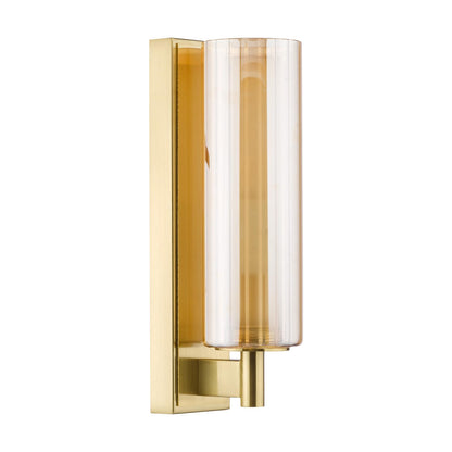 Bevin Bathroom Wall Light Brass and Amber Glass IP44