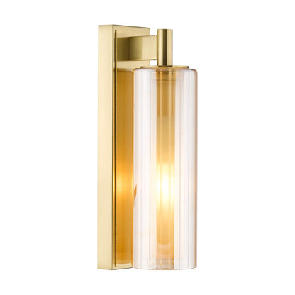 Bevin Bathroom Wall Light Brass and Amber Glass IP44