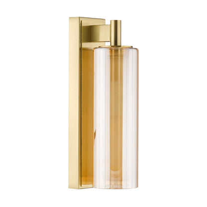 Bevin Bathroom Wall Light Brass and Amber Glass IP44