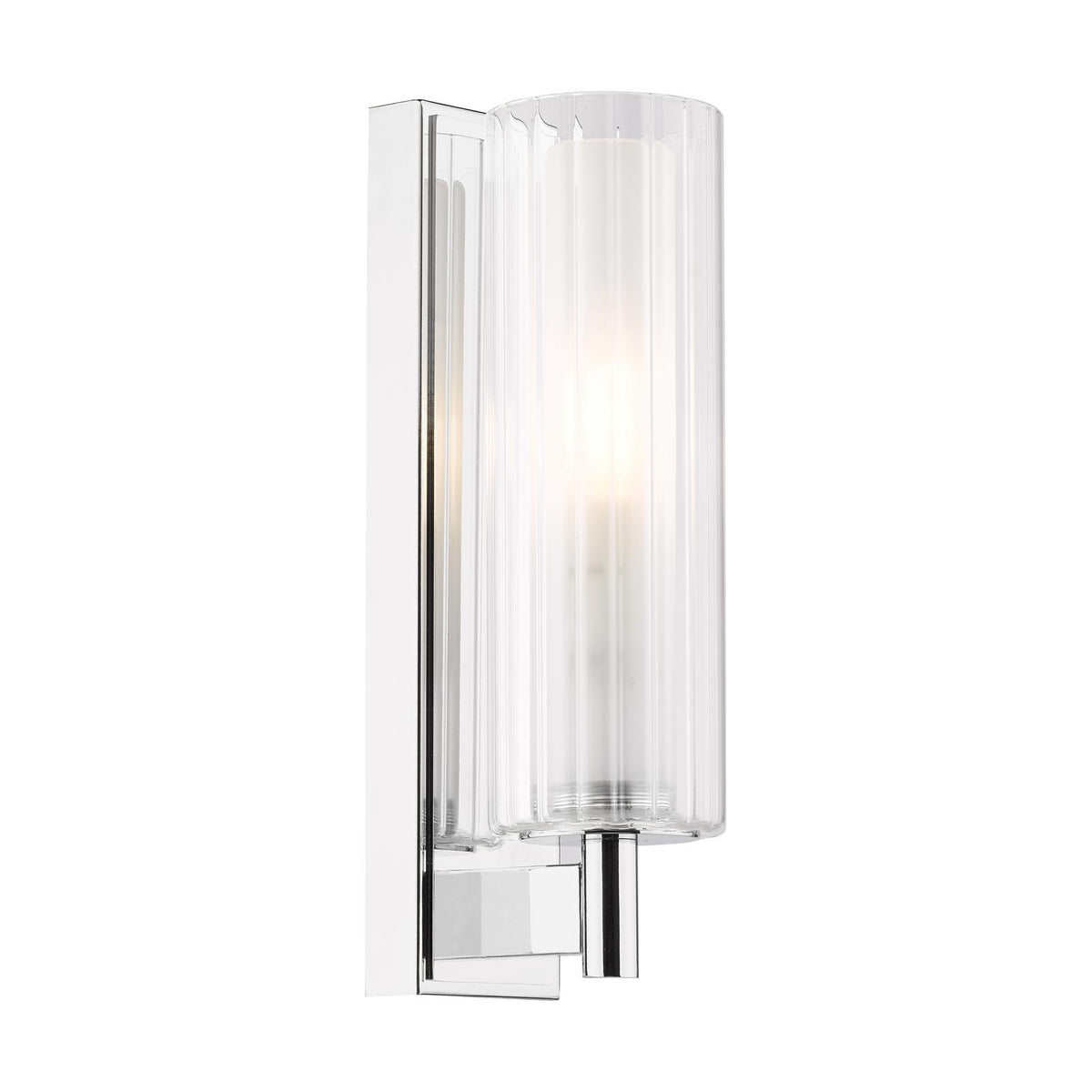 Bevin Bathroom Wall Light Polished Chrome and Ribbed Glass IP44