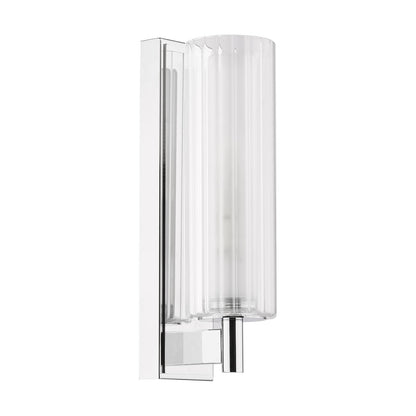 Bevin Bathroom Wall Light Polished Chrome and Ribbed Glass IP44