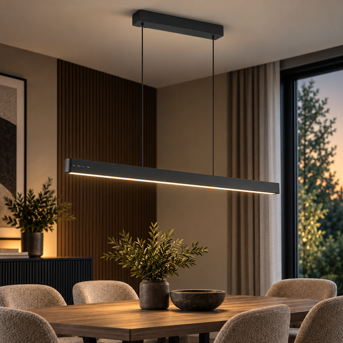 Donegal Matt Black LED Ceiling Pendant