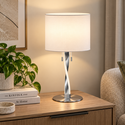 Nandor 2 Light Satin Nickel LED Table Lamp
