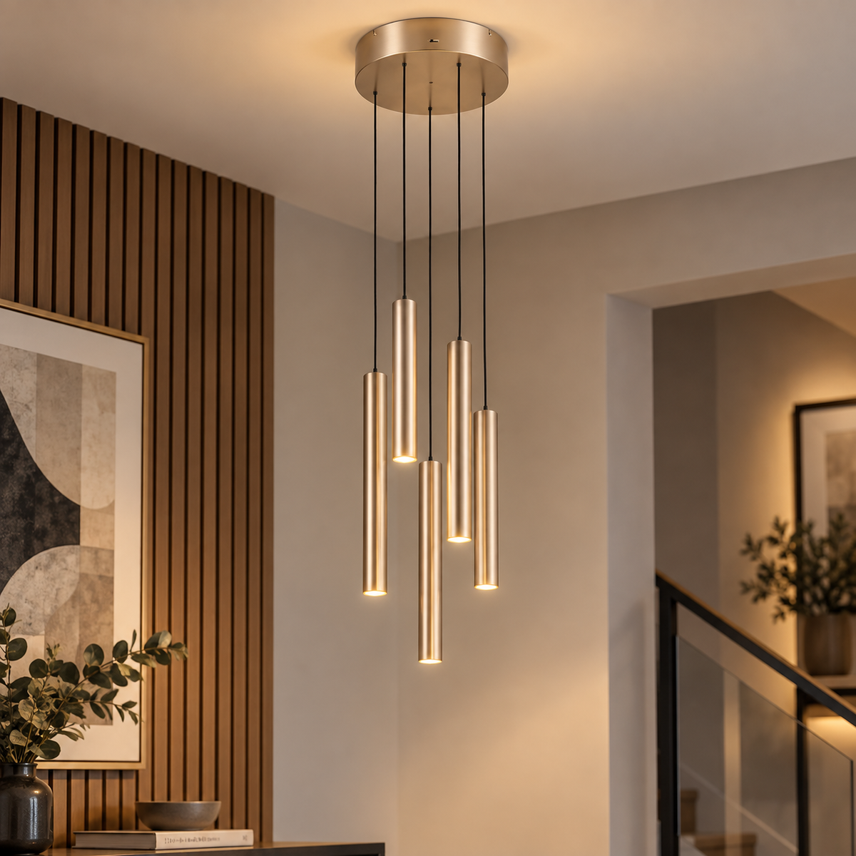 Arimato Gold 5 Light LED Ceiling Pendant Small