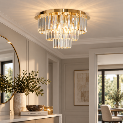 Milano Gold 6 Light Crystal Ceiling Light 45cm
