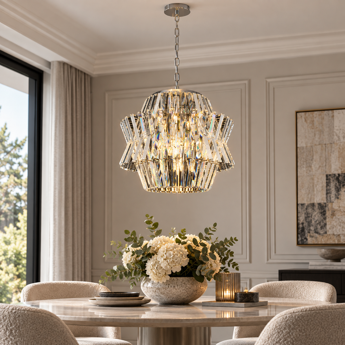 Crown Chrome 12 Light Crystal Chandelier
