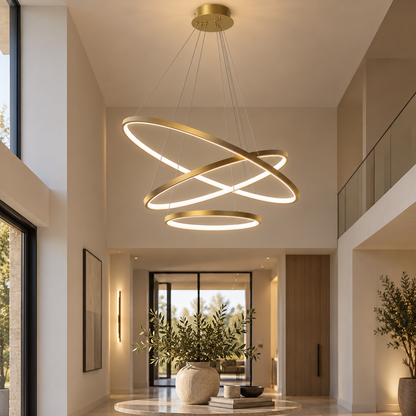 Hoop Gold 3 Ring Multi-Light Pendant