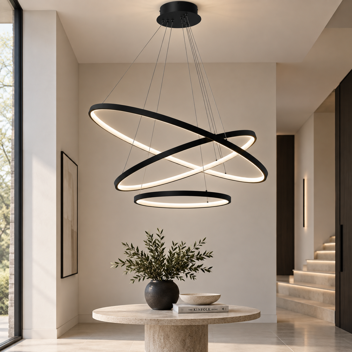 Hoop Black 3 Ring Multi-Light Pendant