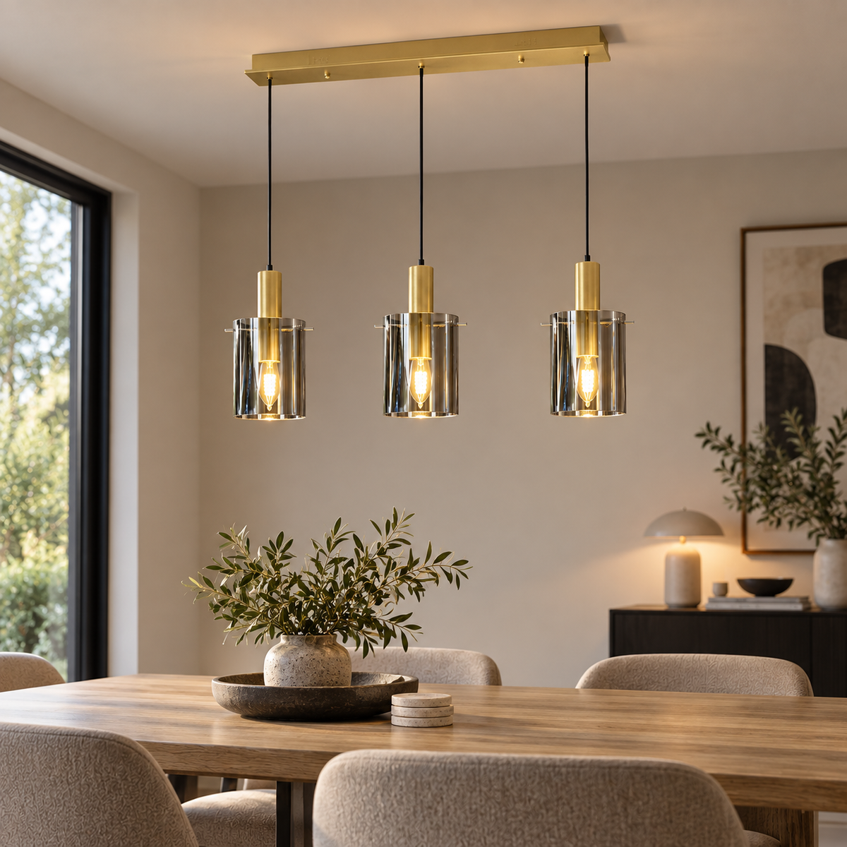 Arcadia Black & Gold 3 Light Pendant Bar