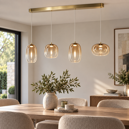 Vaso Gold 4 Light Glass Pendant Bar