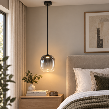Vaso Black Glass Pendant Light 15cm