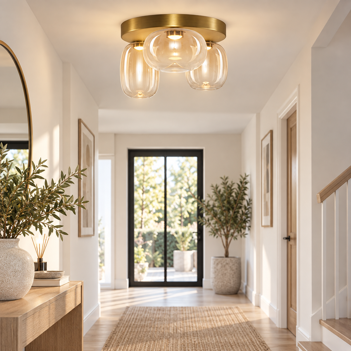 Vaso Gold Glass Ceiling Light
