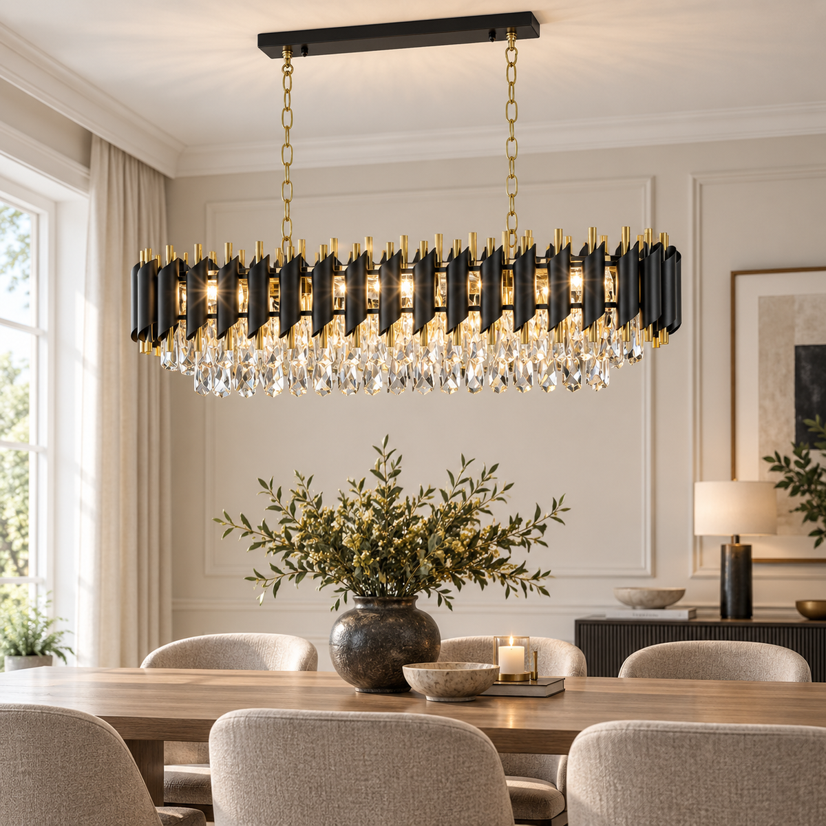 Cristal Black & Gold 10 Light Chandelier