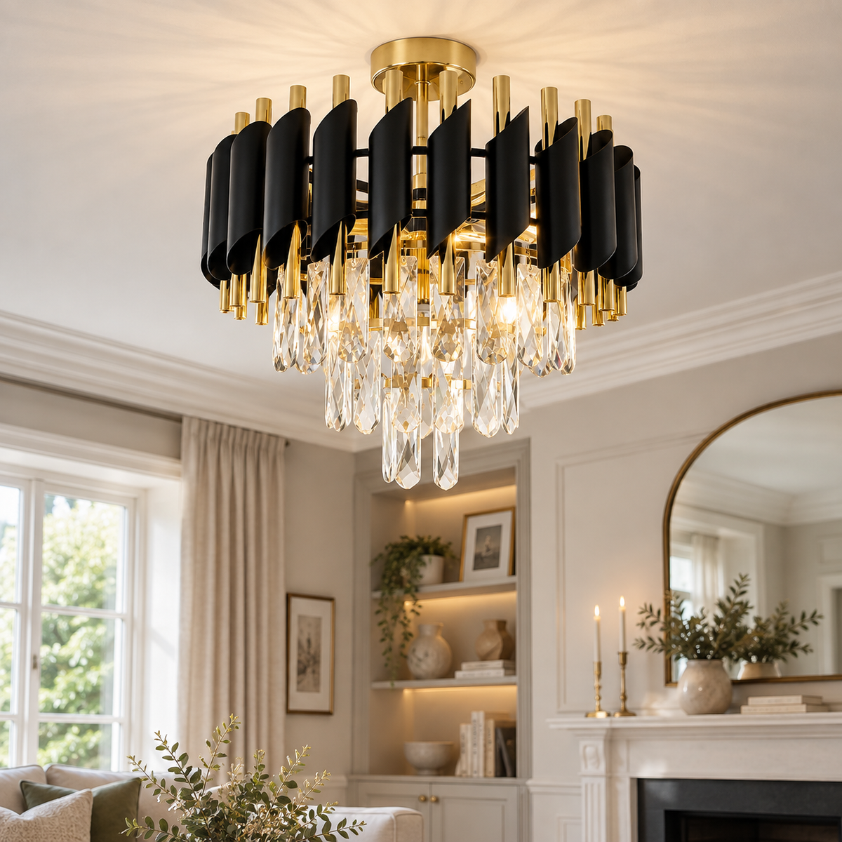 Cristal Black & Gold 5 Light Ceiling Light
