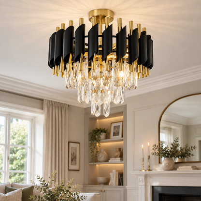 Cristal Black & Gold 5 Light Ceiling Light