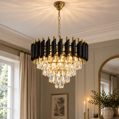 Cristal Black & Gold 7 Light Chandelier