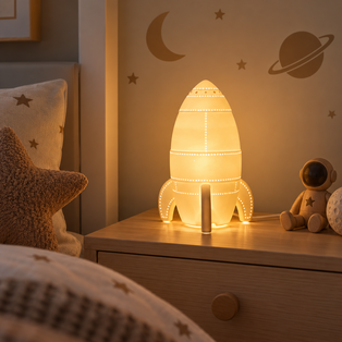 Kids Rocket Ceramic Night Light