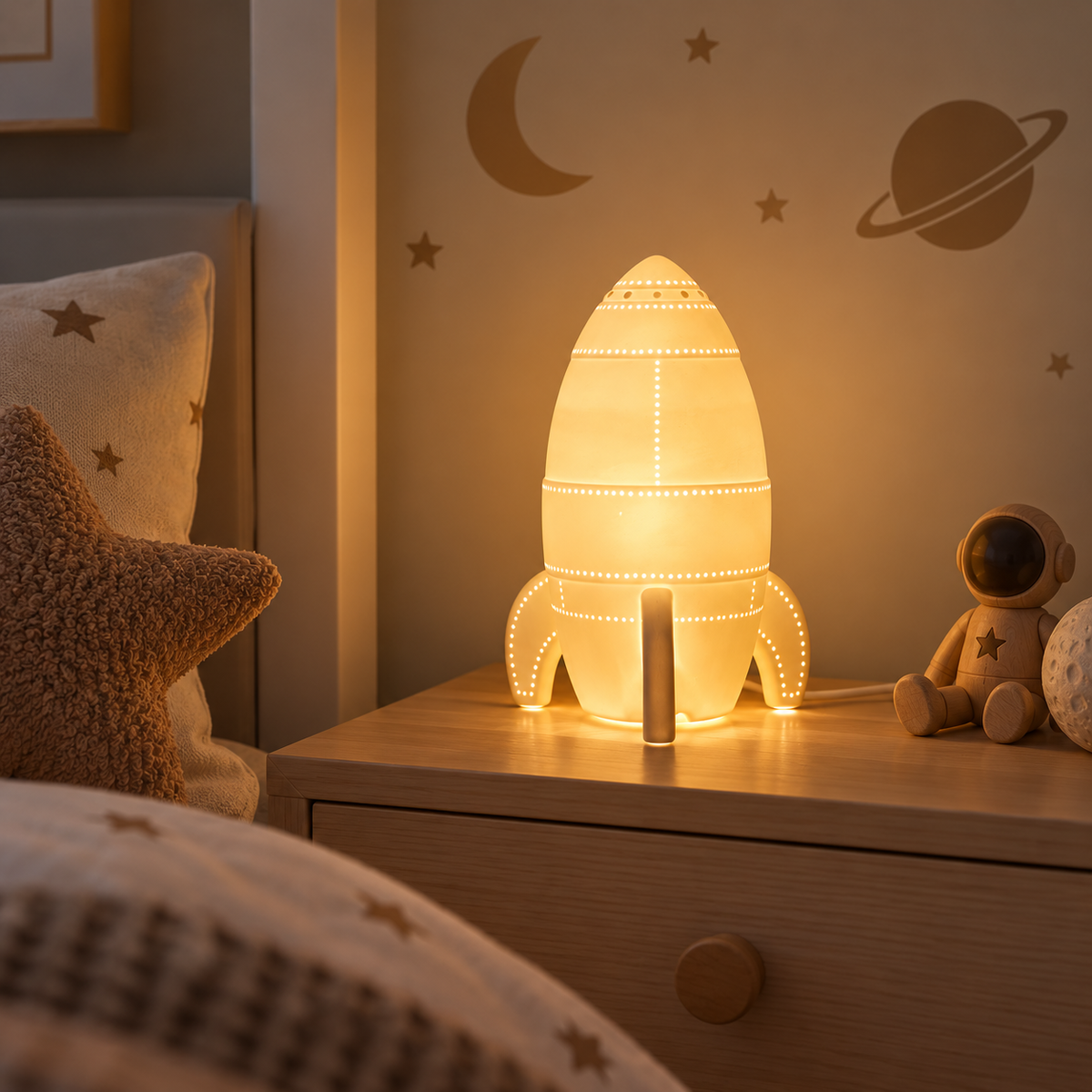 Kids Rocket Ceramic Night Light