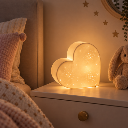 Kids Heart Ceramic Night Light
