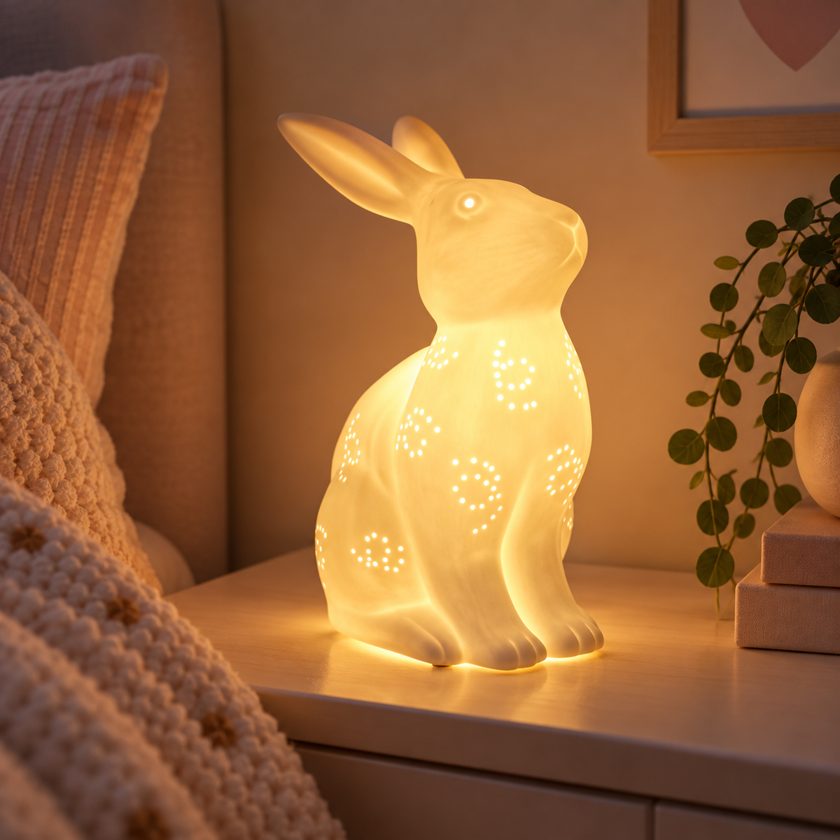 Kids Rabbit Ceramic Night Light