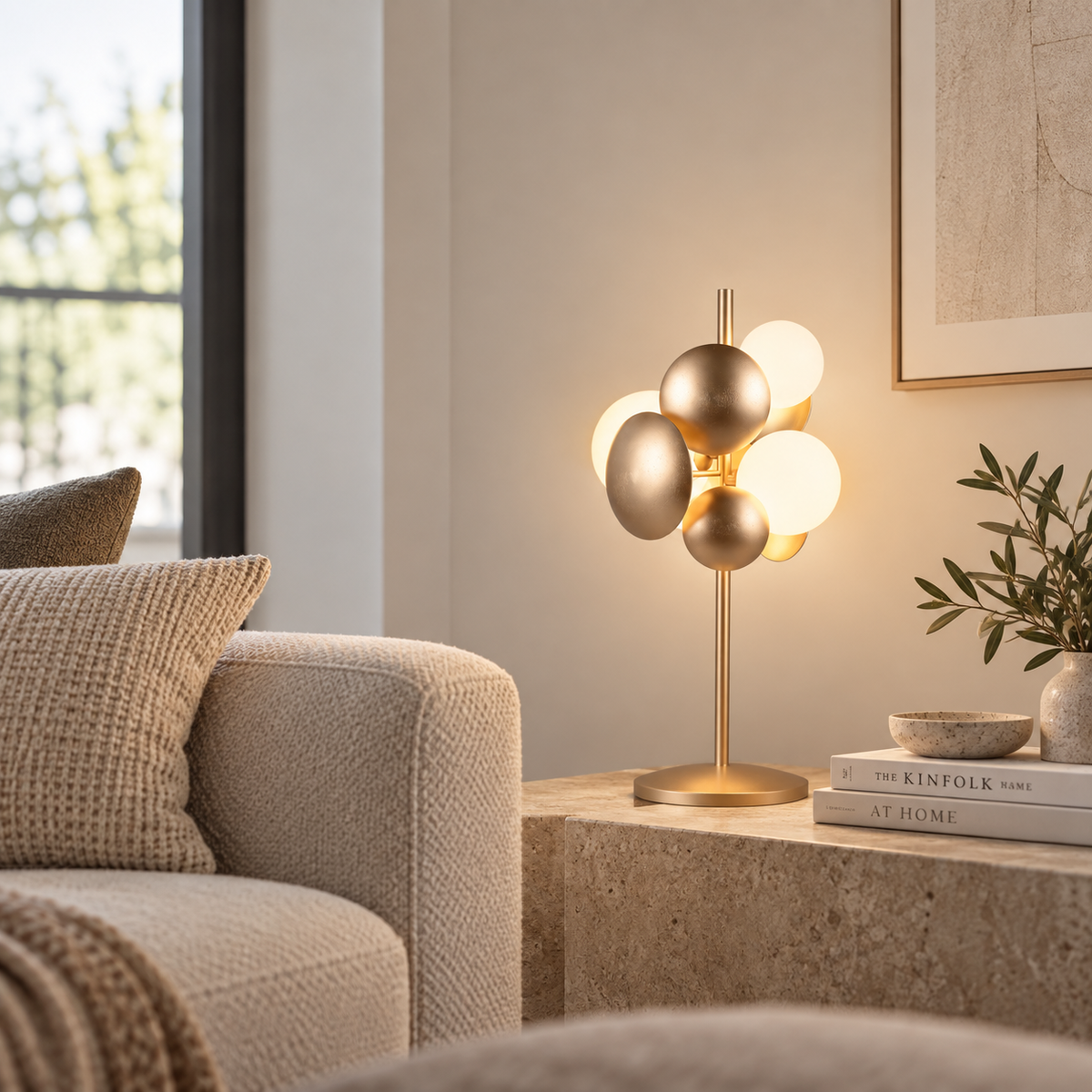 Bubble 3 Light Gold Table Lamp