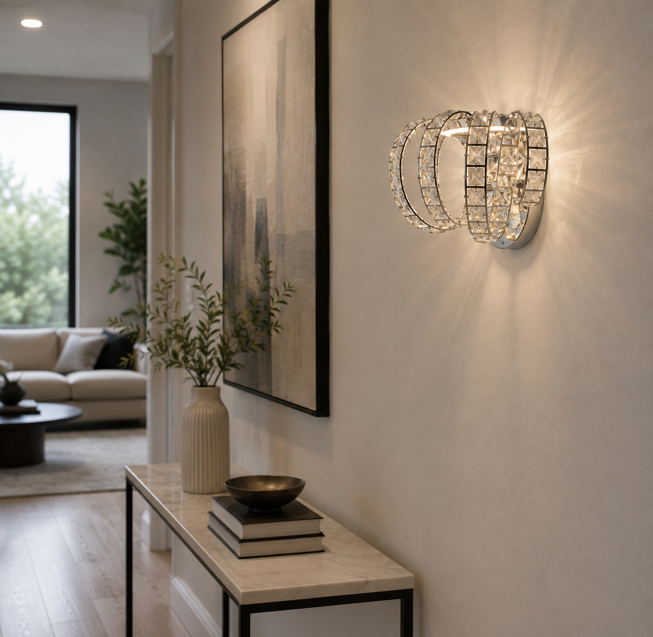 Shakira Polished Chrome & Crystal LED Wall Light