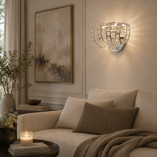 Shakira Polished Chrome & Crystal LED Wall Light