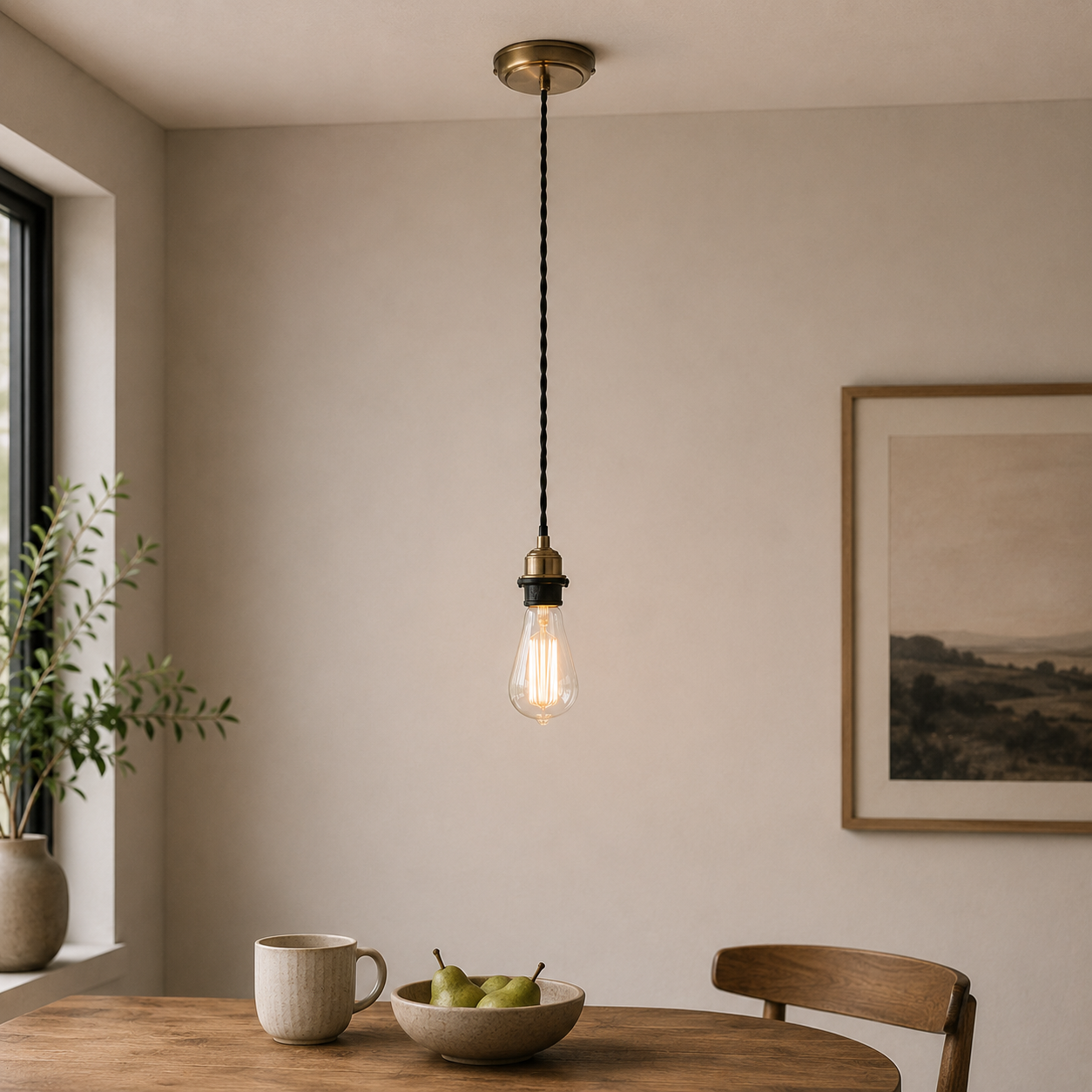 Antique Brass 1-Light Pendant Cable