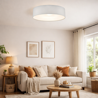 Cierro Ivory Drum 4 Light Semi Flush Ceiling Light with Diffuser