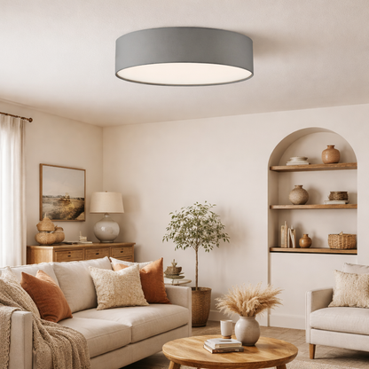 Cierro Grey Drum 4 Light Flush Ceiling Light with Diffuser