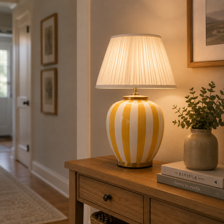 Circus Yellow & White Ceramic Table Lamp