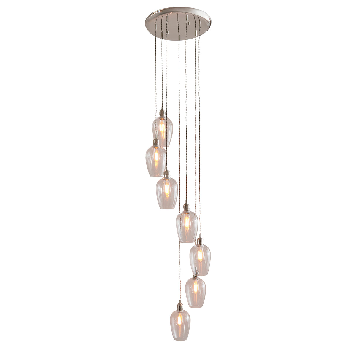 Stourton 7 Light Nickel & Clear Glass Cascade Pendant Light