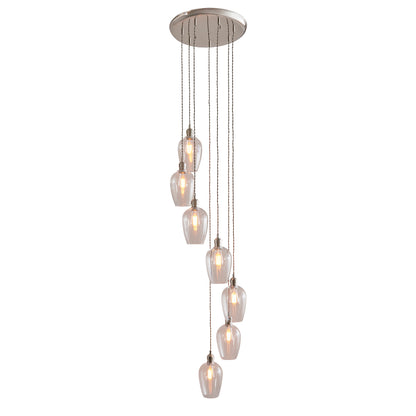 Stourton 7 Light Nickel & Clear Glass Cascade Pendant Light