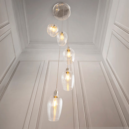 Stourton 7 Light Nickel & Clear Glass Cascade Pendant Light
