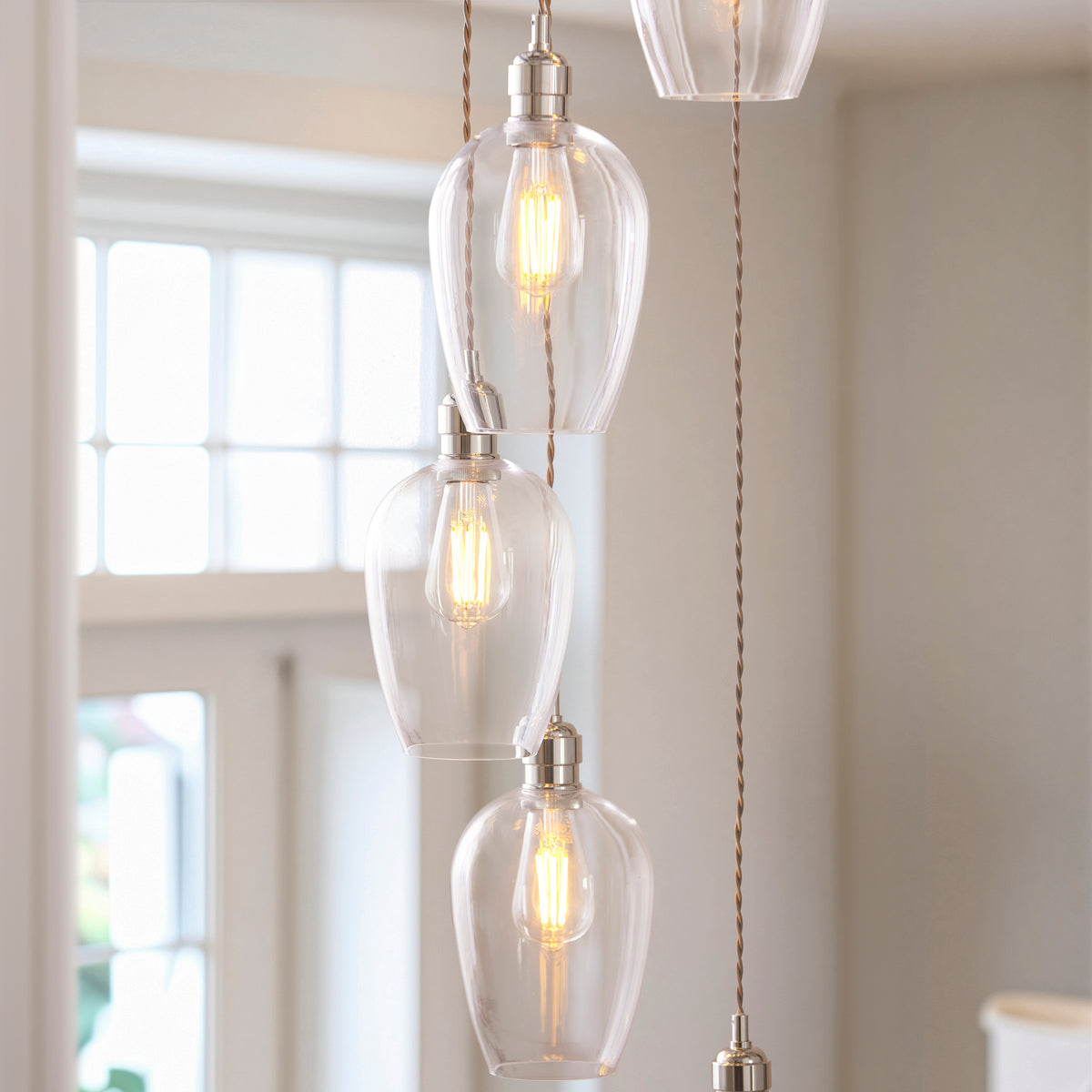 Stourton 7 Light Nickel & Clear Glass Cascade Pendant Light