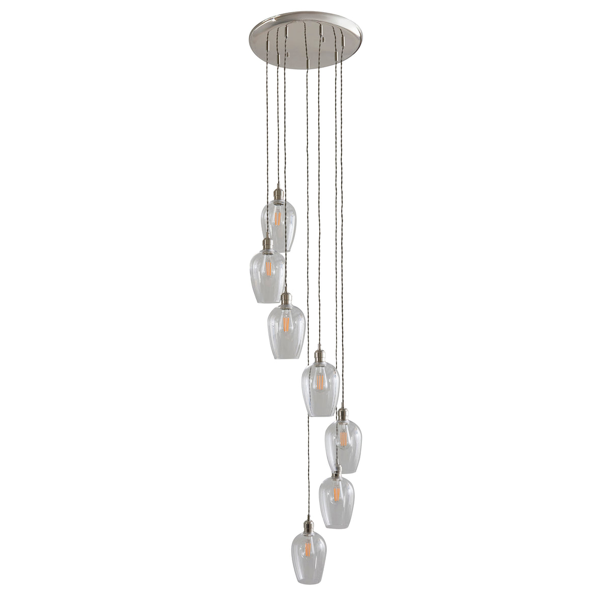 Stourton 7 Light Nickel & Clear Glass Cascade Pendant Light