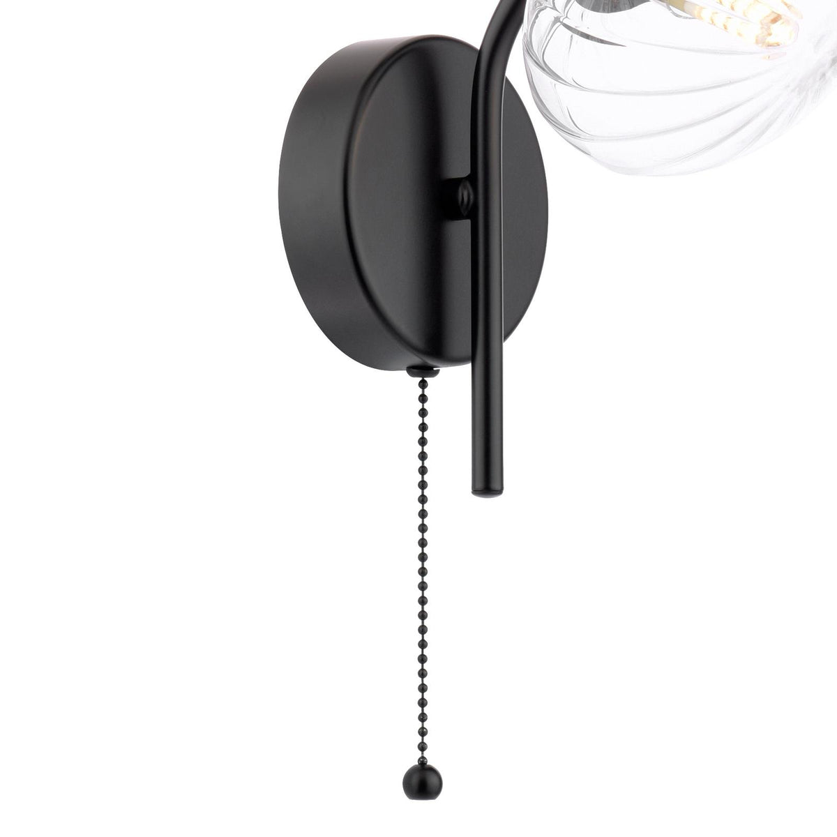 Ede Matt Black & Ribbed Glass Wall Light