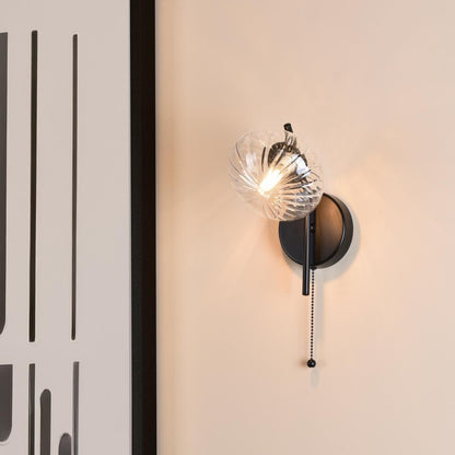 Ede Matt Black & Ribbed Glass Wall Light