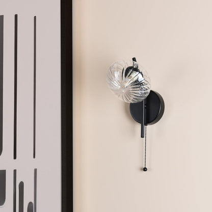 Ede Matt Black & Ribbed Glass Wall Light