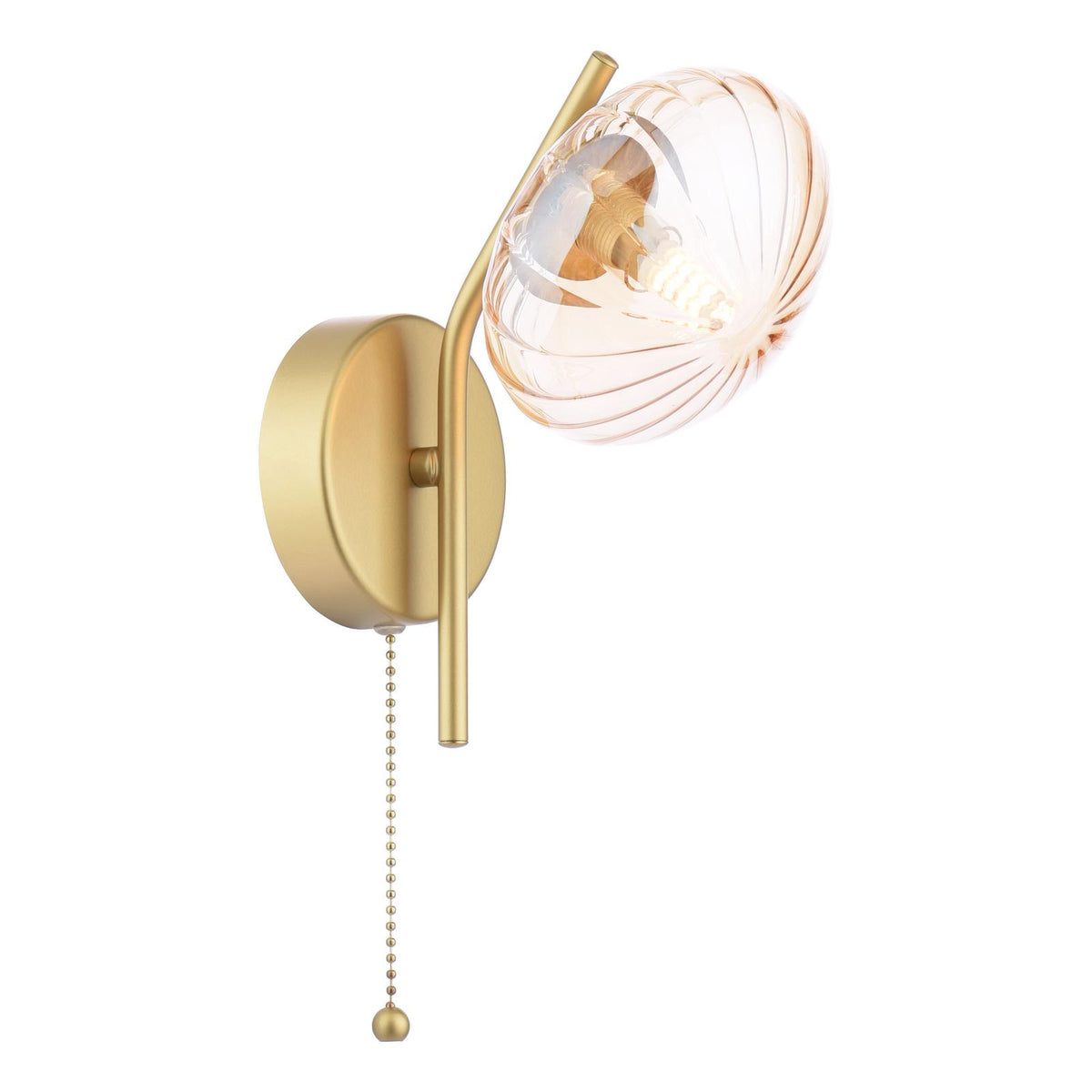 Ede Satin Gold & Amber Glass Wall Light