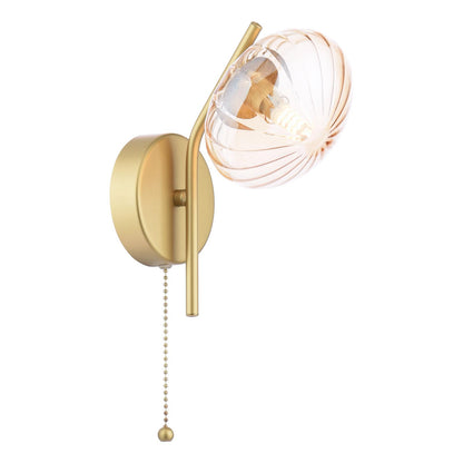Ede Satin Gold & Amber Glass Wall Light