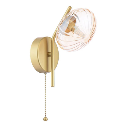 Ede Satin Gold & Amber Glass Wall Light