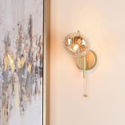 Ede Satin Gold & Amber Glass Wall Light