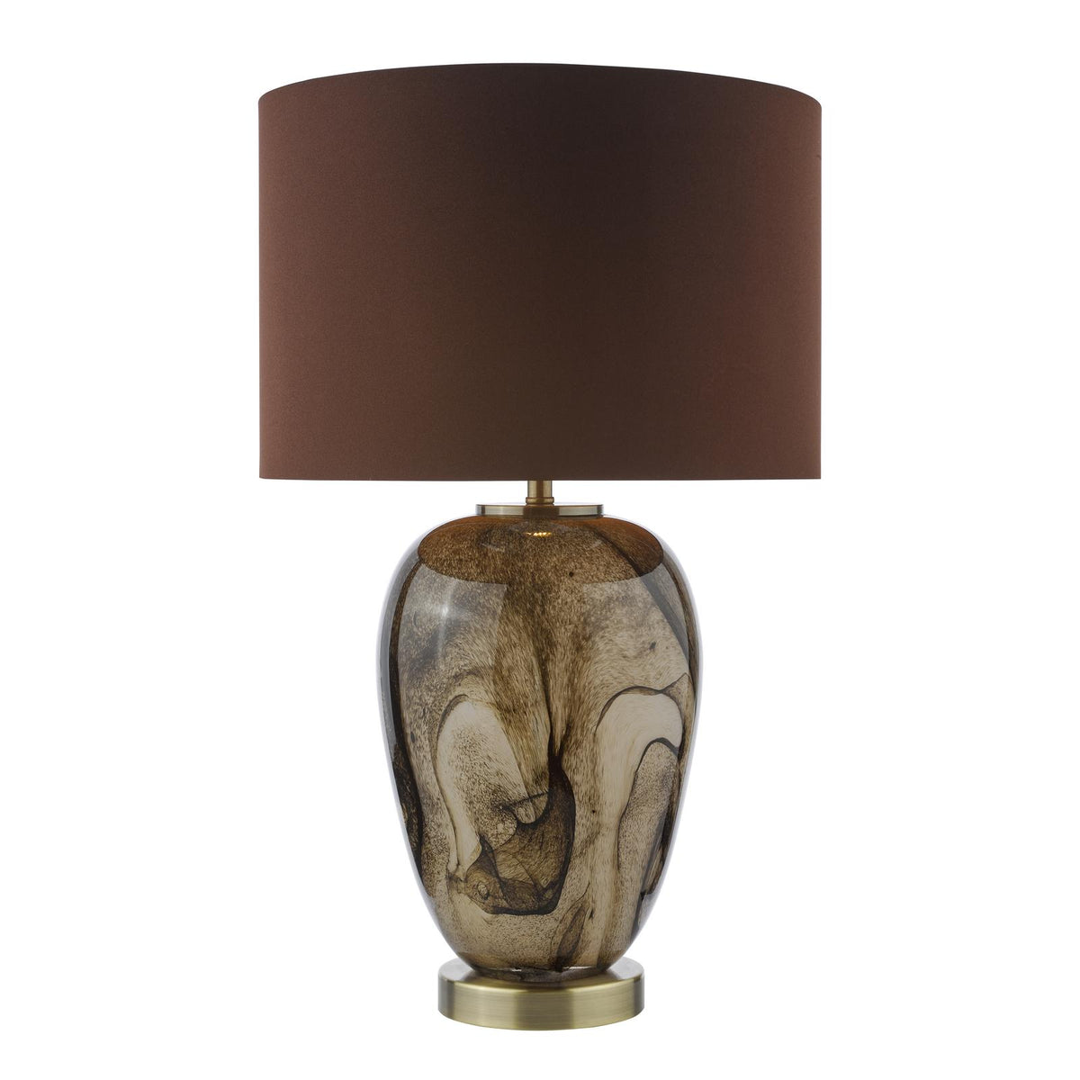 Egas Brown Marble Effect Art Glass Table Lamp