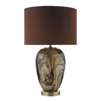 Egas Brown Marble Effect Art Glass Table Lamp