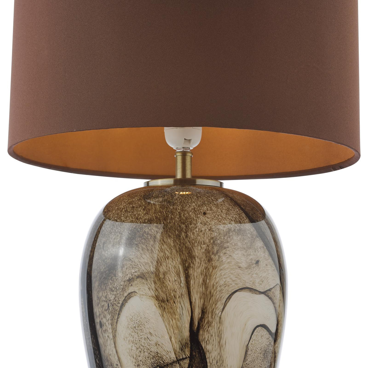 Egas Brown Marble Effect Art Glass Table Lamp