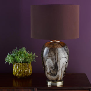 Egas Brown Marble Effect Art Glass Table Lamp