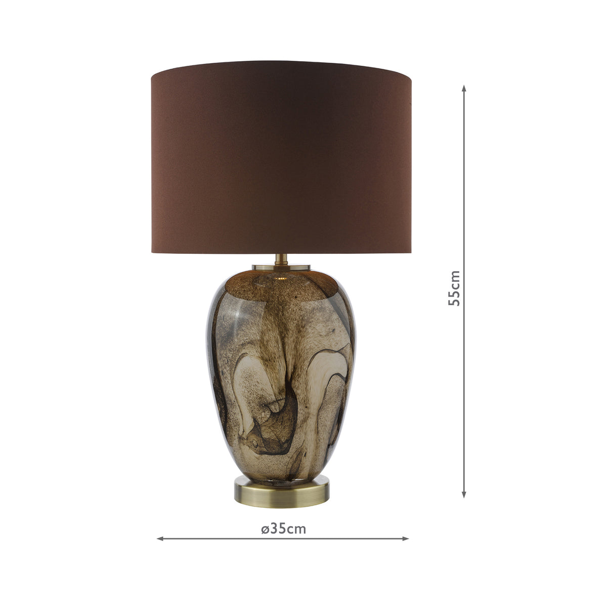 Egas Brown Marble Effect Art Glass Table Lamp