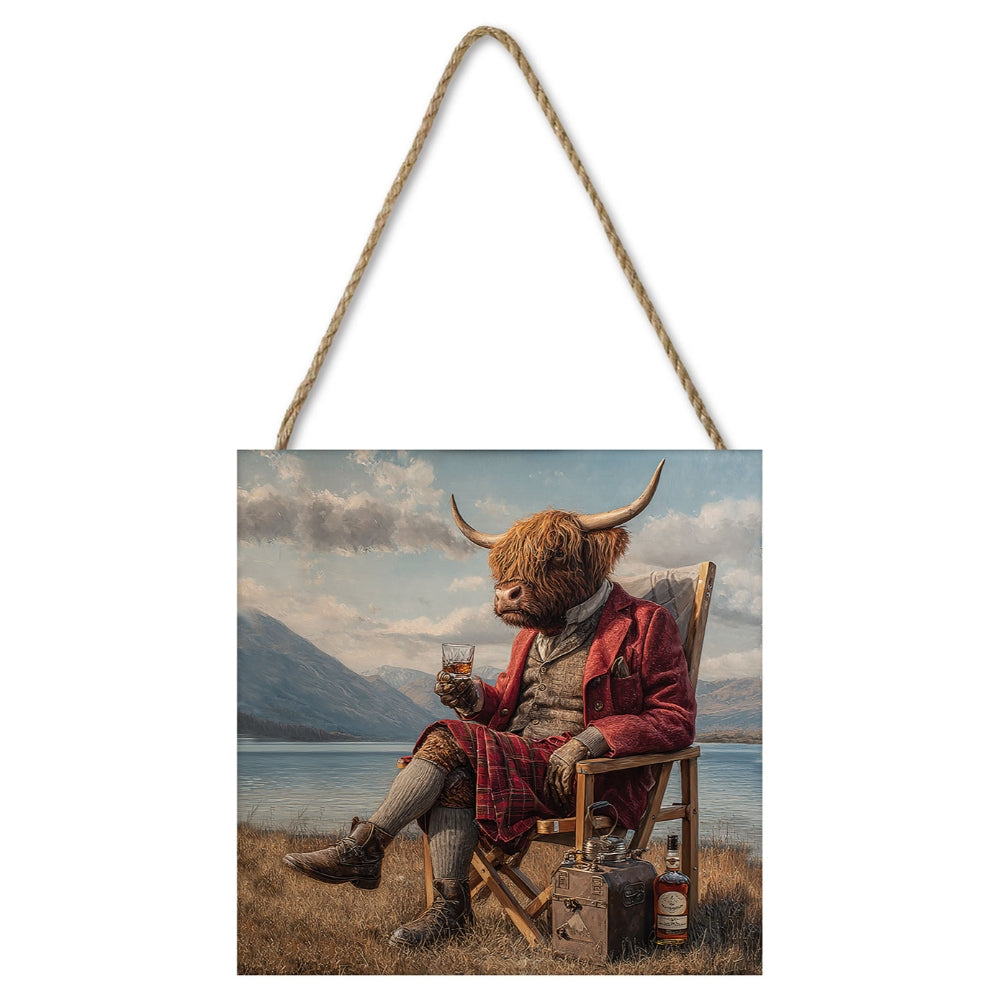 Highland Another Dram By Loch 20x20 Wood Block