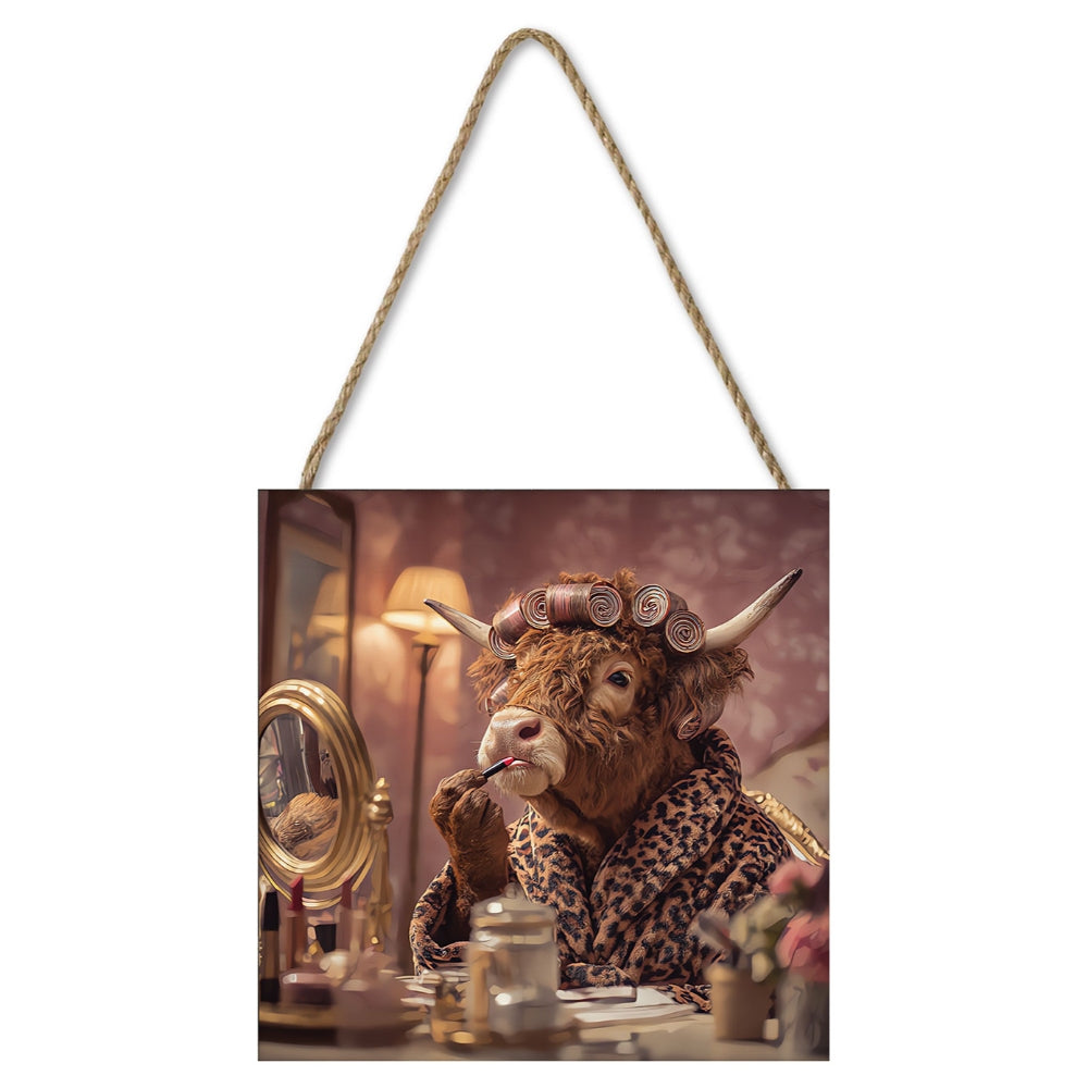 Highland Beautiful Cow 20x20 Wooden Block